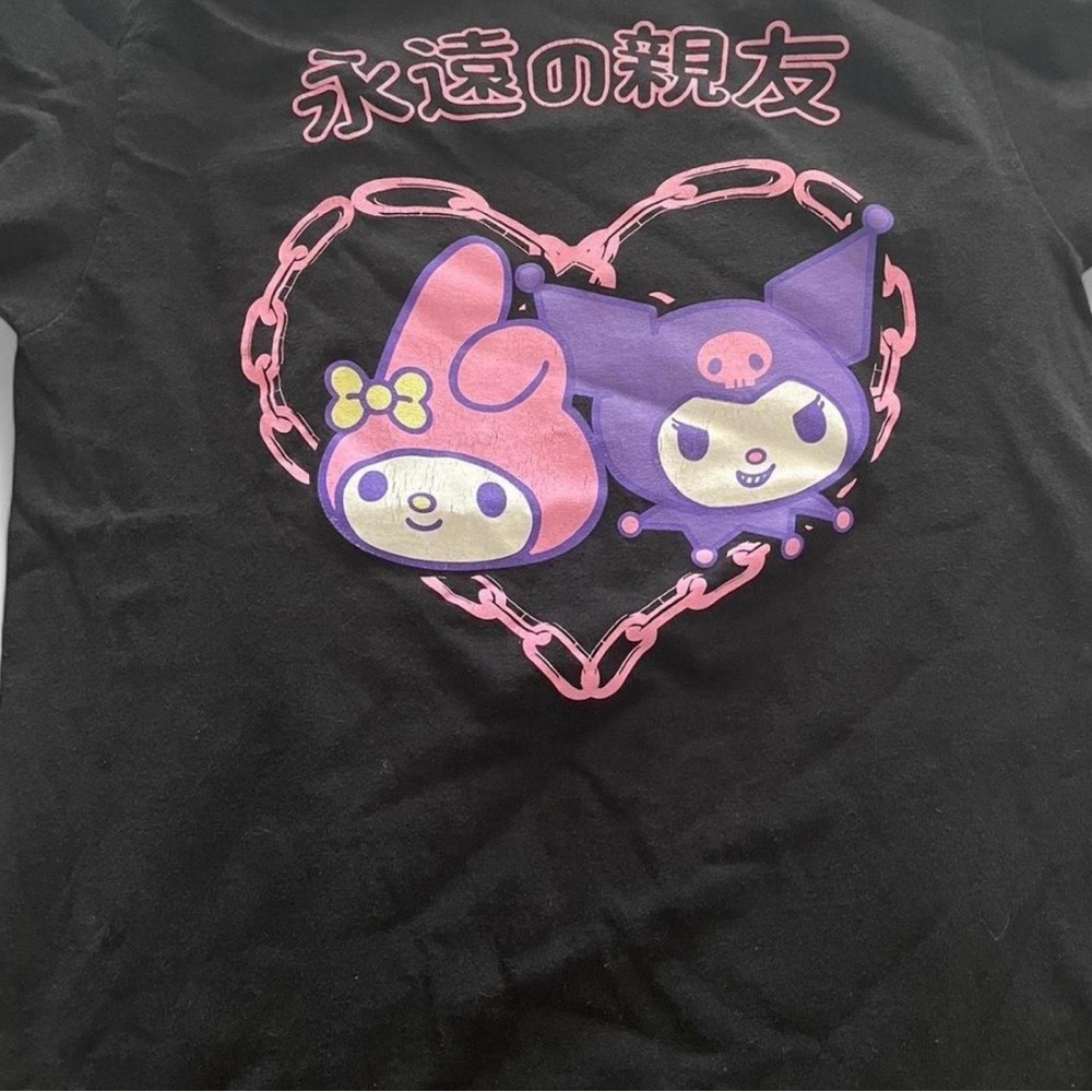 Kuromi Black Tee with My Melody, Heart design